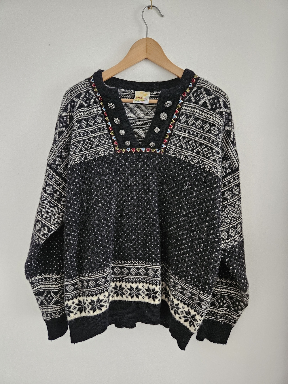 Vintage Dale Of Norway Wool Sweater Mens Large V Neck Fair Isle Nordic